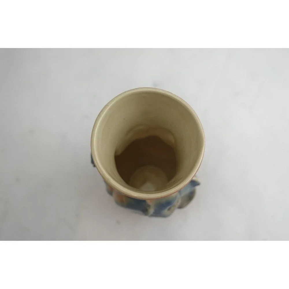 Royal Copley Ceramic Vase Small Pink Blue Floral‎ Embossed Vintage Excellent